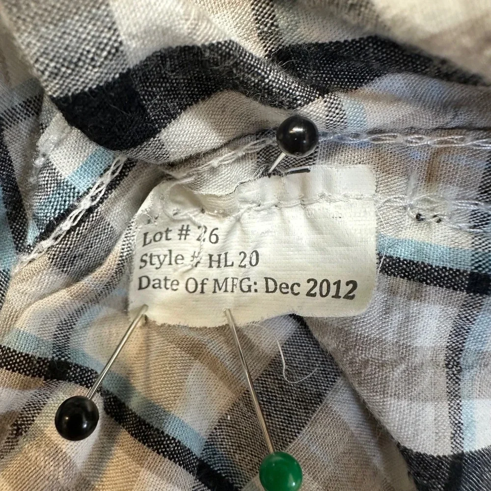 English Laundry Lions Crest Shirt Mens Large Plaid Black Short Sleeve Pearl Snap